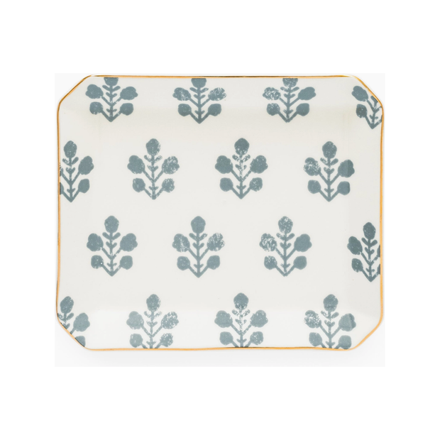 Dusty Blue Floral Trinket Tray