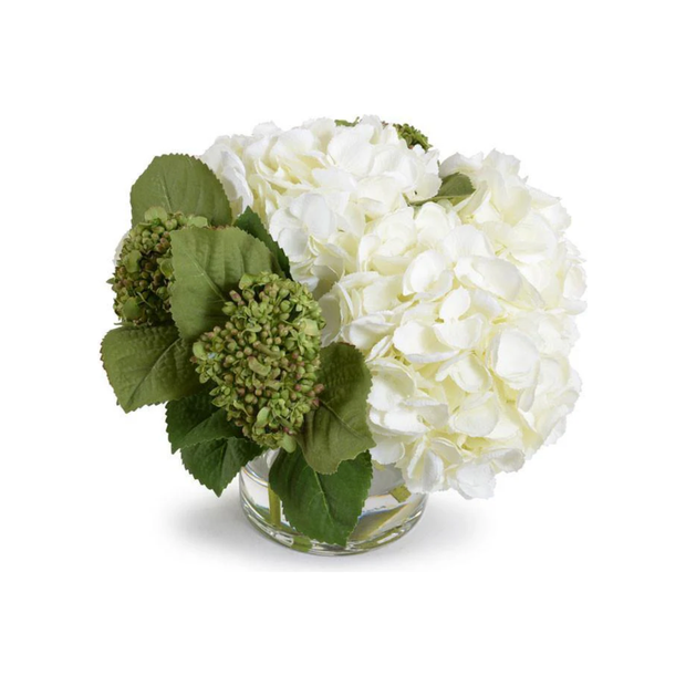 Hydrangea Bud Arrangement - Green-White 12"H