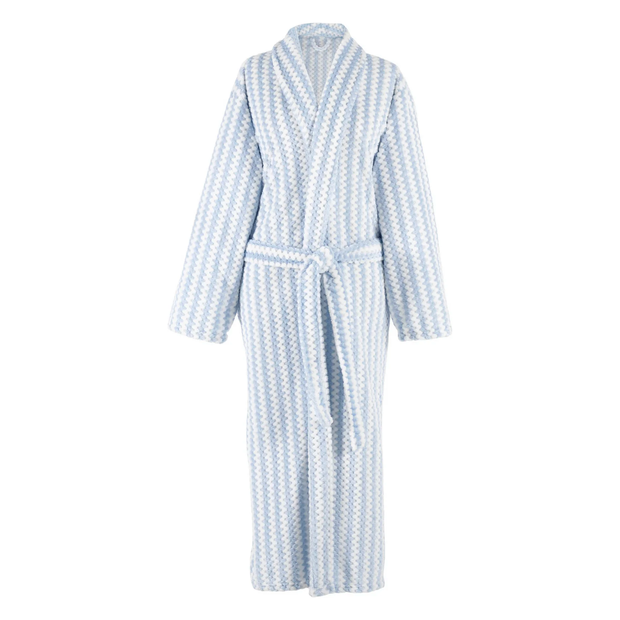 Bubble Stripe Fleece Blue Robe