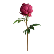 Peony Stem with Leaves, 26"- Dark Fuschia