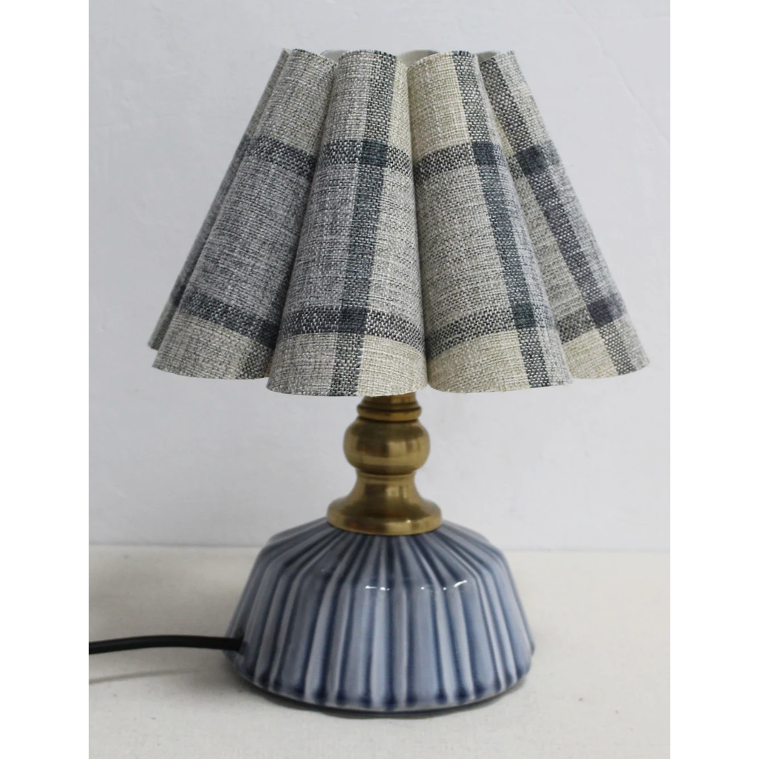 Scalloped Blue Plaid Mini Lamp