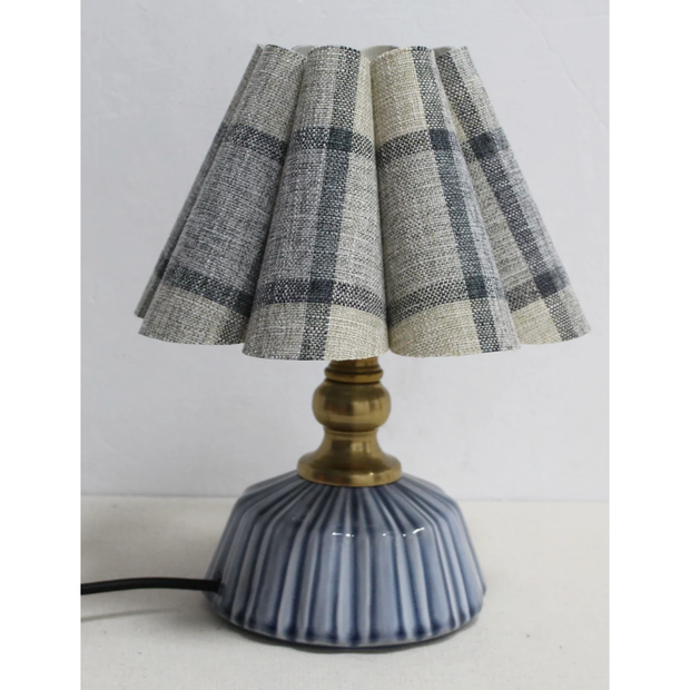Scalloped Blue Plaid Mini Lamp