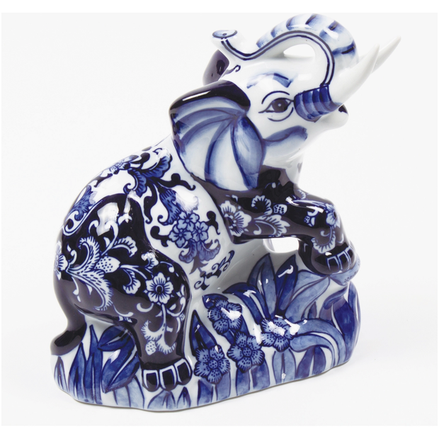 Blue Chinoiserie Decorative Elephant