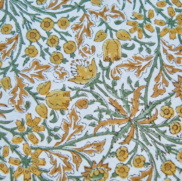 Brown Indian Hand Block Print Round Tablecloth