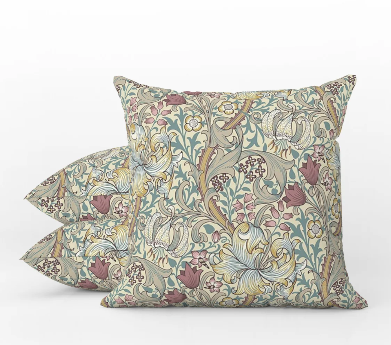Golden Lily Dusky Plum Outdoor Pillow