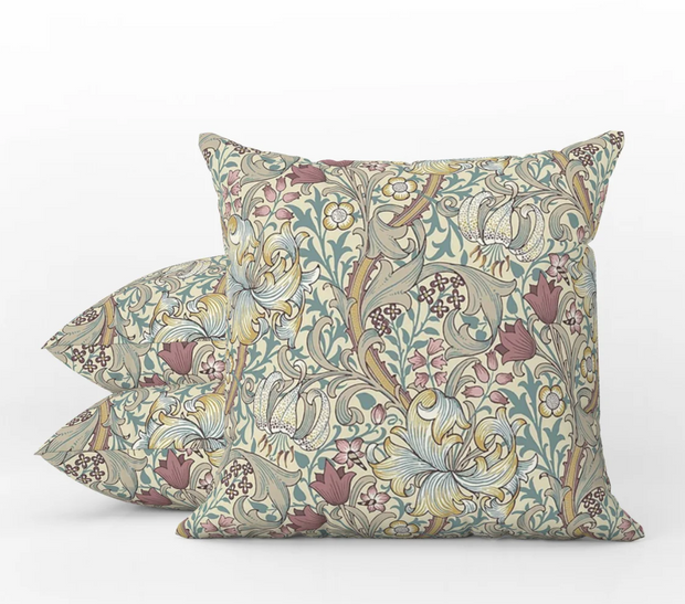 Golden Lily Dusky Plum Outdoor Pillow