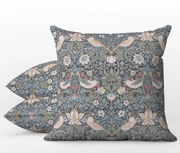 Strawberry Thief Ink Outdoor Pillow