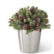 7 in. Glittered Pine Cone Ball in Silver Pot