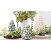 Green Wax Snowy Tree Luminara Indoor Candle