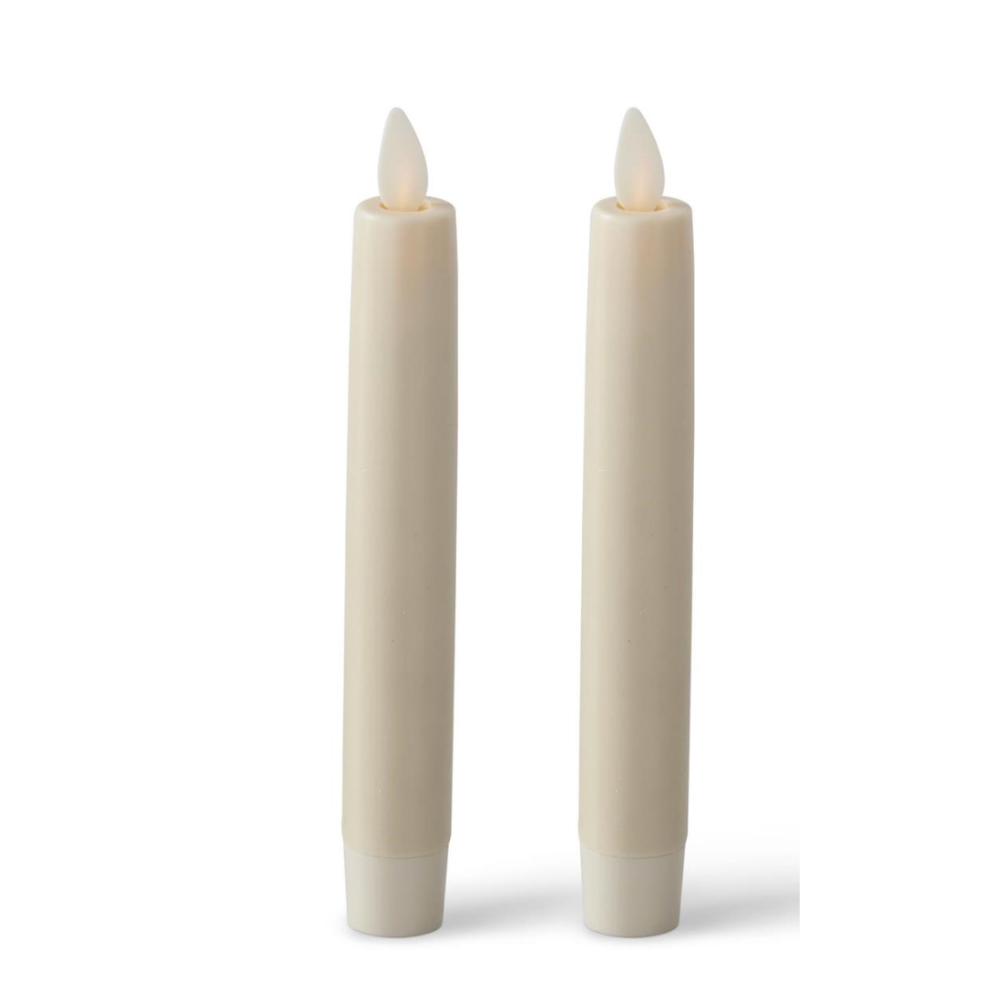 S/2 - Ivory Wax Luminara Indoor Taper Candles