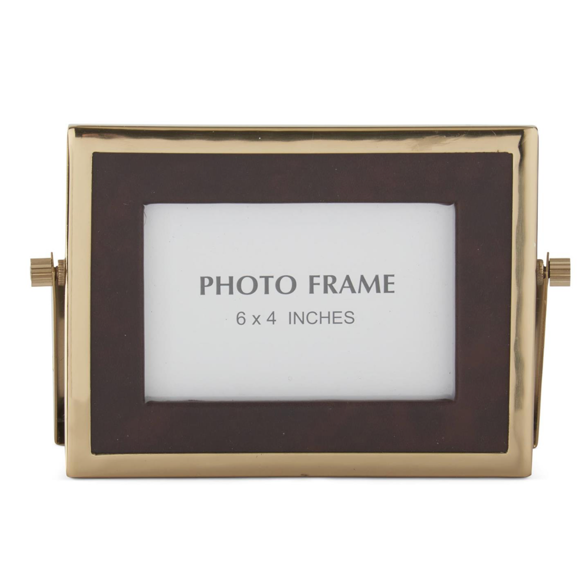 Brown Vegan Leather/ Gold Photo Frame