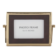 Brown Vegan Leather/ Gold Photo Frame