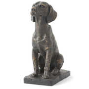 11 in. Resin Patina Sitting Dog On Black Base