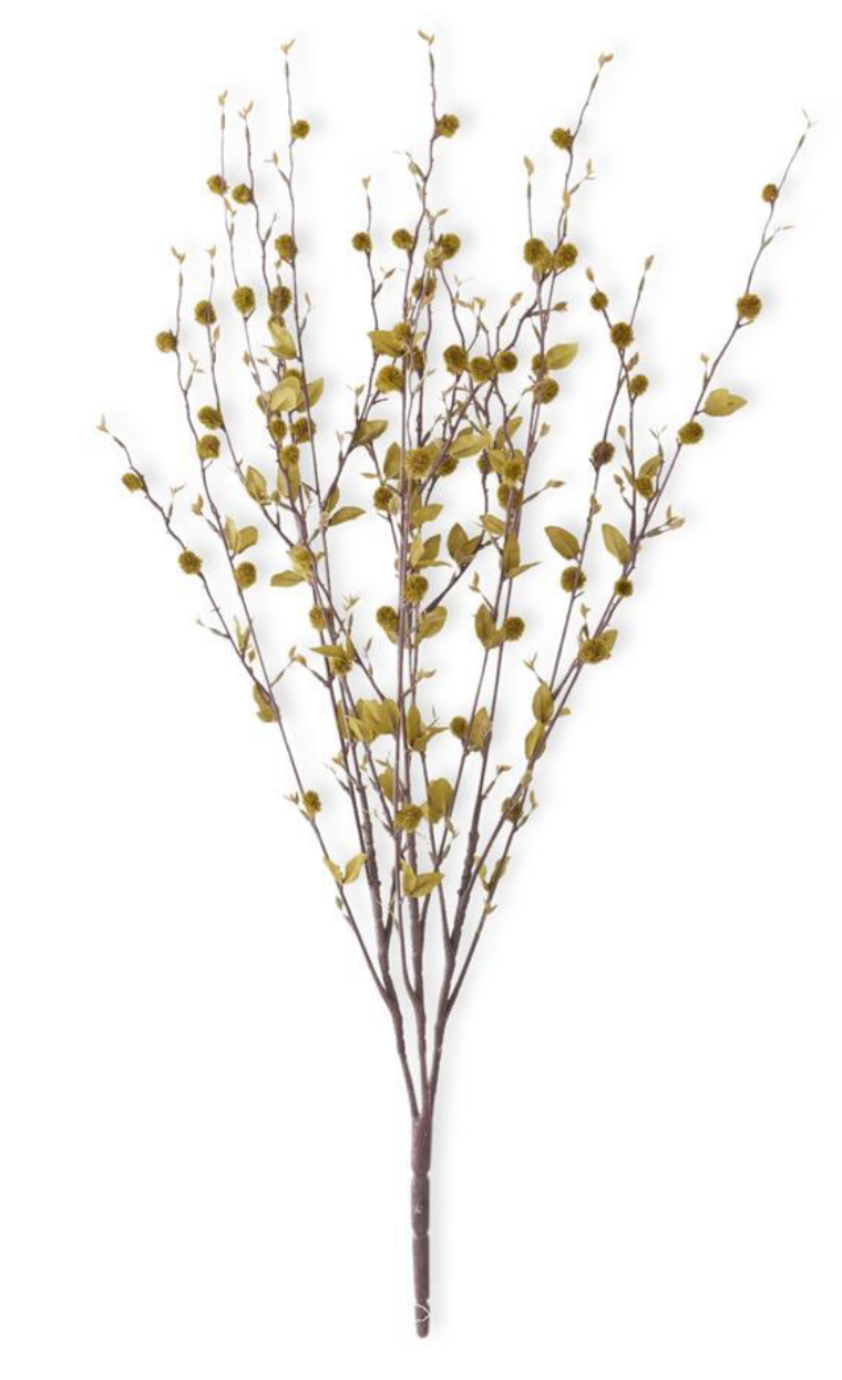 28 in. Green Pussy Willow Branch w/ Mini Foliage