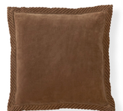 20 inch Cotton Velvet Brown Pillow w/ Flange