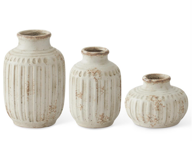 Weathered Cream Bud Vases
