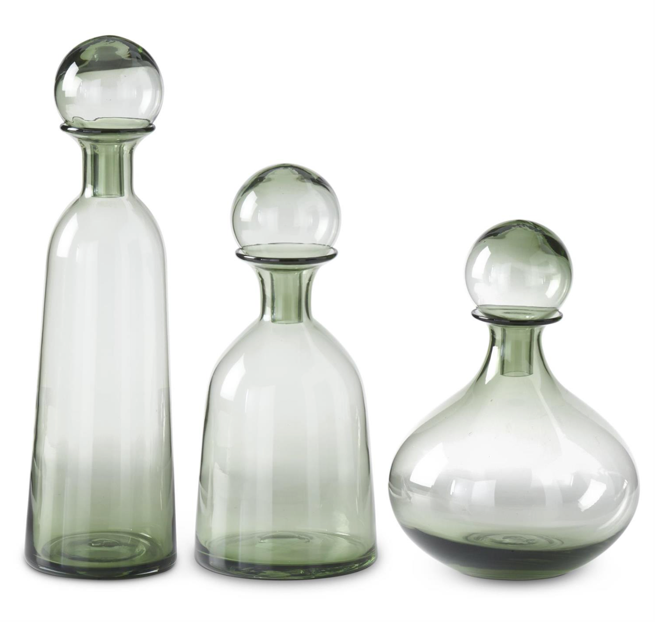 Green Glass Vases with Stopper