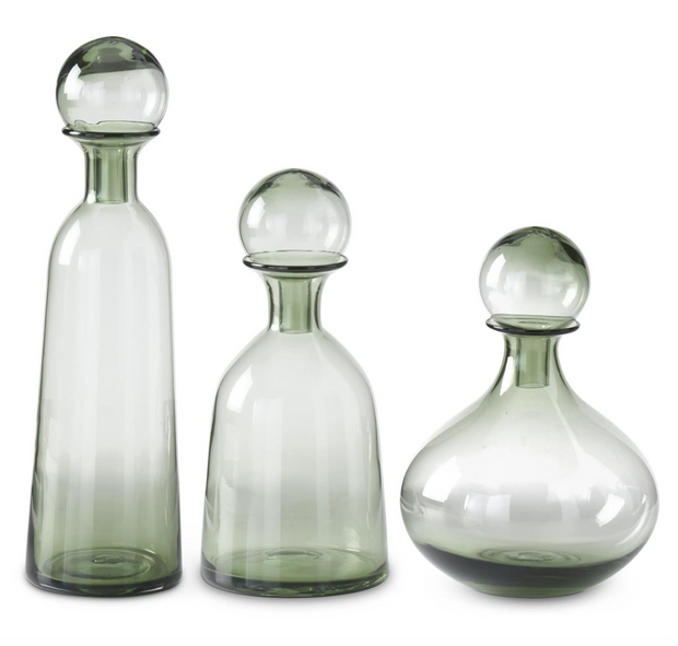 Green Glass Vases with Stopper