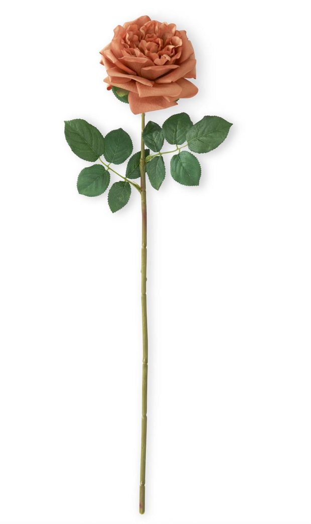 25 inch Rust Brown Real Touch Queens Crown Rose