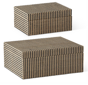Black & Natural Rattan Striped Boxes
