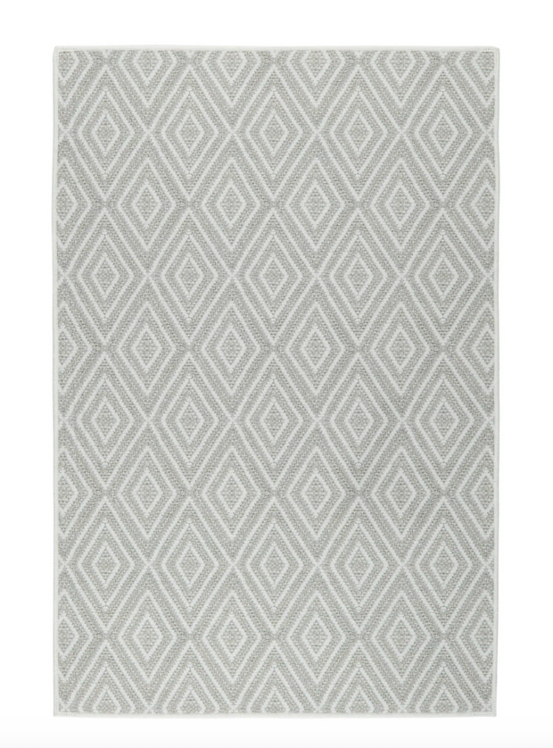 Diamond Machine Washable Rug - Platinum/ White
