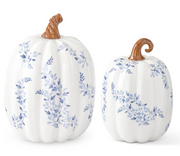 White/ Blue Floral Ceramic Pumpkins