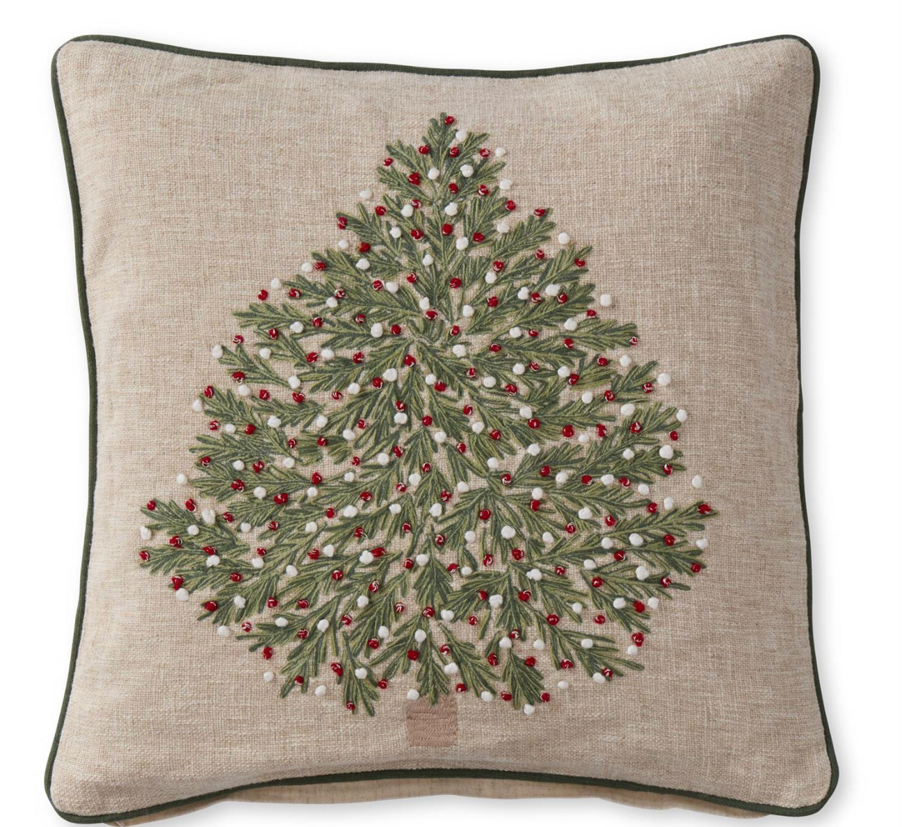 20 inch Tan Christmas Tree Pillow