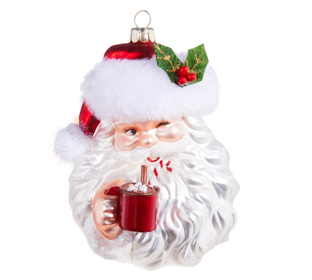 Santa Drinking Cocoa Ornament
