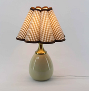 Scalloped Brown Gingham Green Lamp