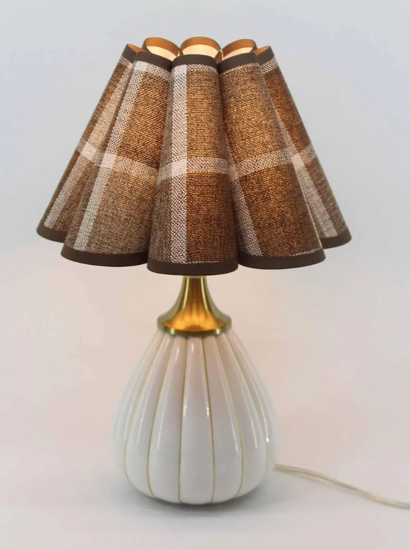 Handmade Brown Plaid Mini Table Lamp