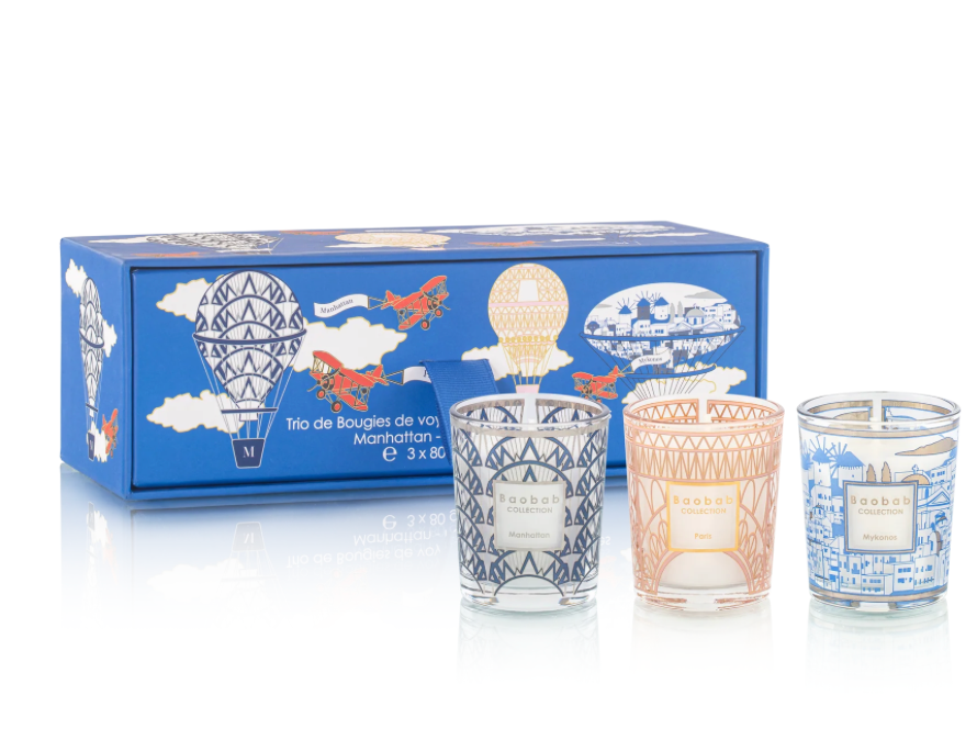 Trio Travel Candles - Manhattan, Paris, Mykonos
