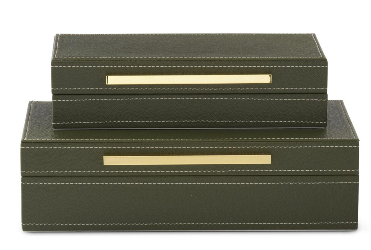 Green Vegan Leather Bow w/ Gold Handle