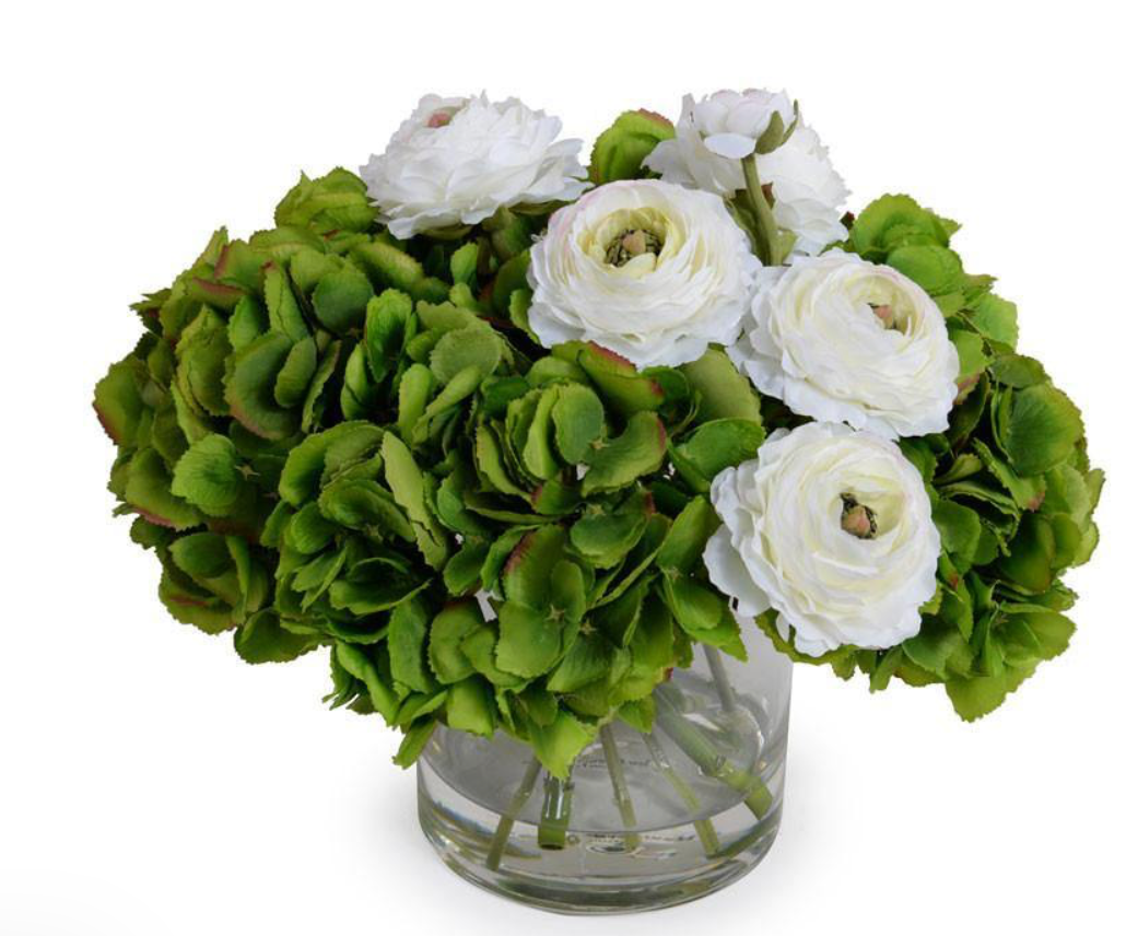 Hydrangea & Ranunculus in Glass 12