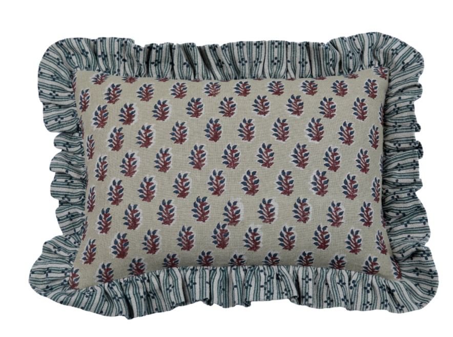 Trulli Cayenne Hand Block-Printed Linen Lumbar Pillow