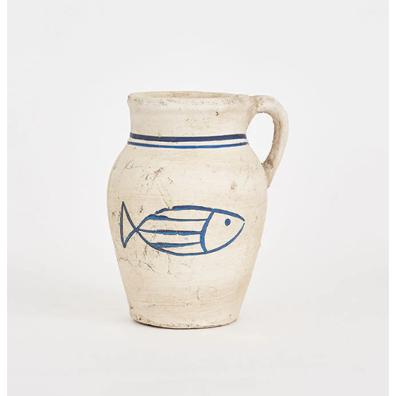 Grecian Fish Jar W/Handle