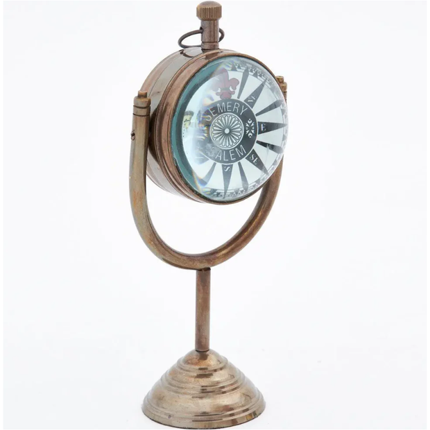 Clock & Compass Sphere W/Stand