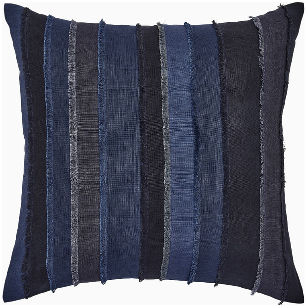 22" x 22" - Fringed Indigo Decorative Pillow