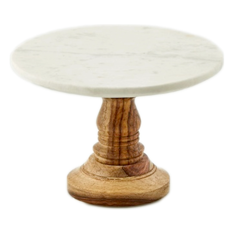 Cake Plate W/Mango Wood Stand - Medium
