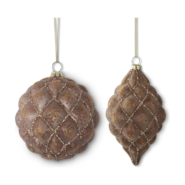 Brown Quilted Glass Ornament