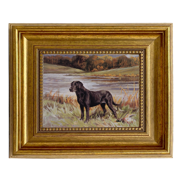 Labrador Retriever with Duck Framed Painting Print - 5" x 6"