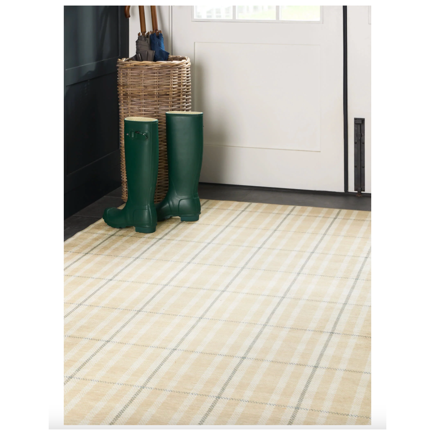 Hallie Plaid Khaki Washable Rug