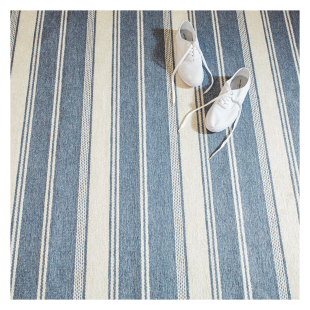 Bowman Stripe Blue Washable Rug