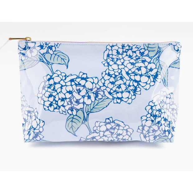 Hydrangea Stem Clear Coated Travel Cosmetic Case