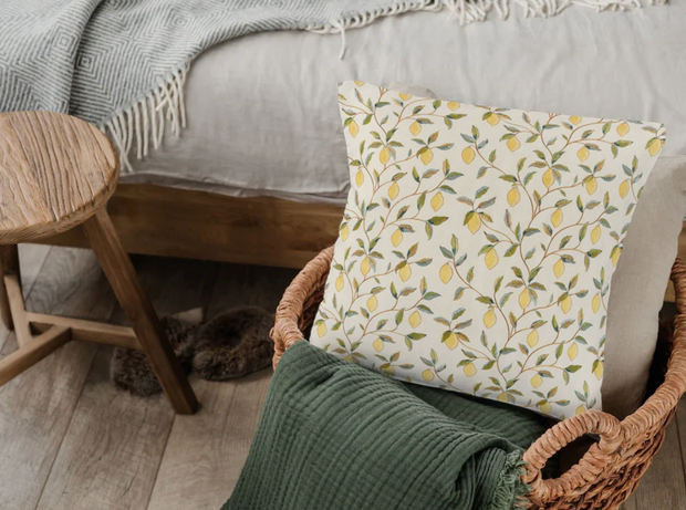 Lemons Cream Outdoor Pillow