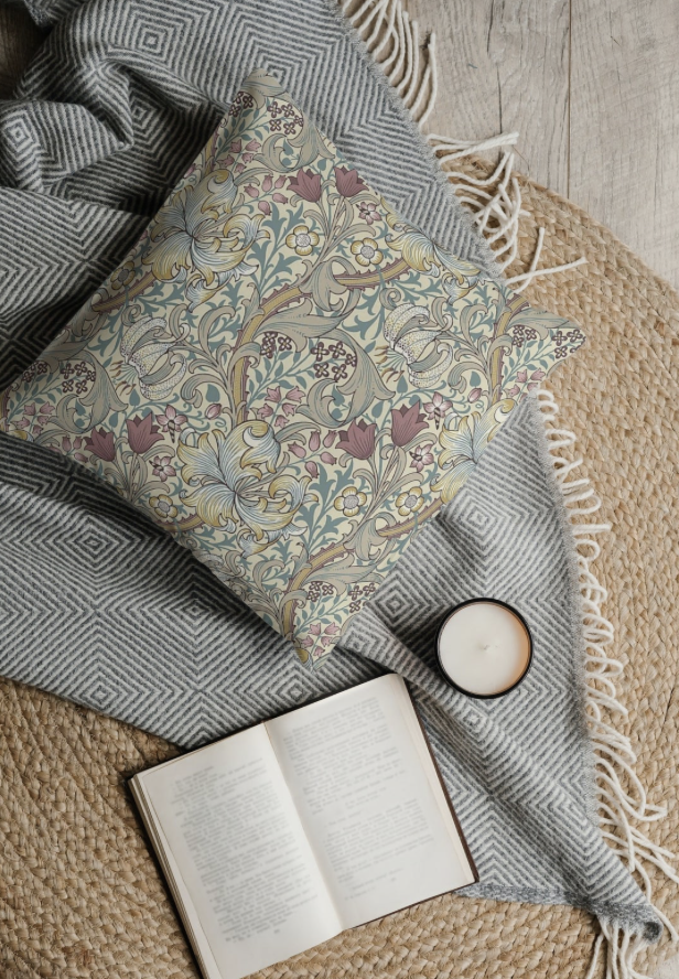 Golden Lily Dusky Plum Outdoor Pillow