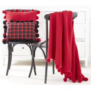60" Stitch Knit Throw Blanket W/Pompom Trim