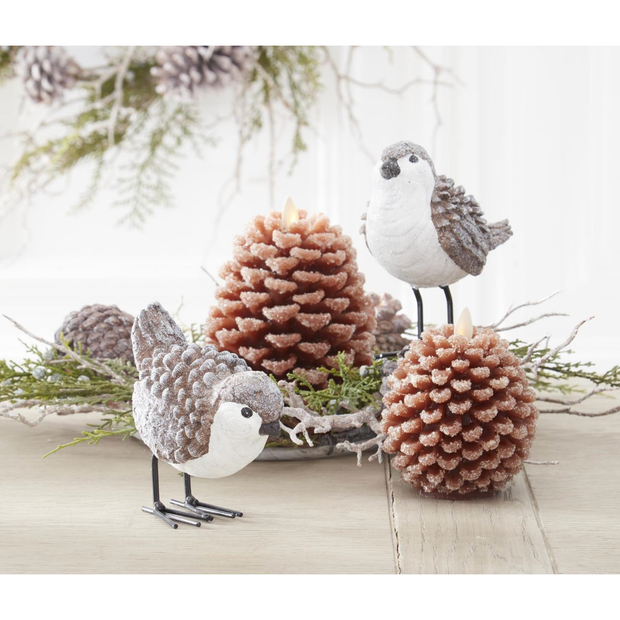 Brown Snowy Pinecone Luminara Indoor Candle
