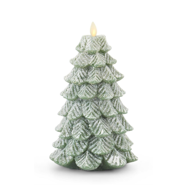Green Wax Snowy Tree Luminara Indoor Candle
