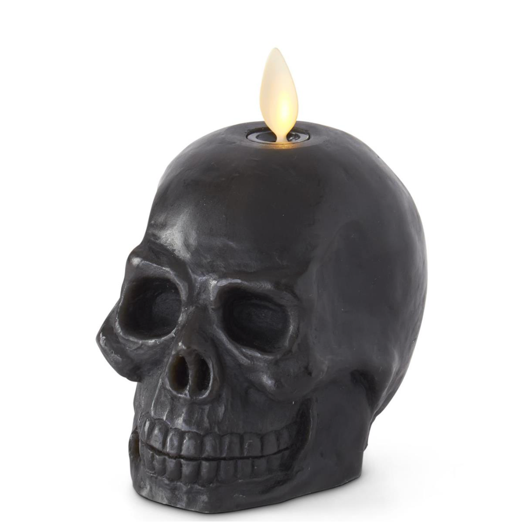 Black Wax Skull Luminara Indoor Candle