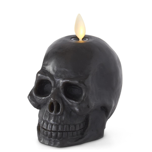 Black Wax Skull Luminara Indoor Candle